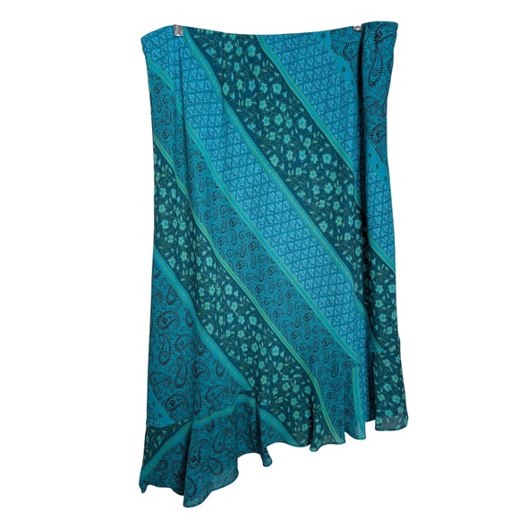 Vintage 90s Y2K Asymmetric Chiffon Midi Skirt 20W Floral Paisley Boho Cottage - Picture 3 of 7